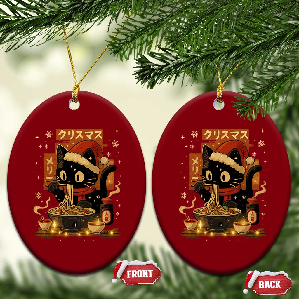 Funny Christmas Cat Ramen Ceramic Ornament Xmas Japanese Kawaii Anime Cat - Wonder Print Shop