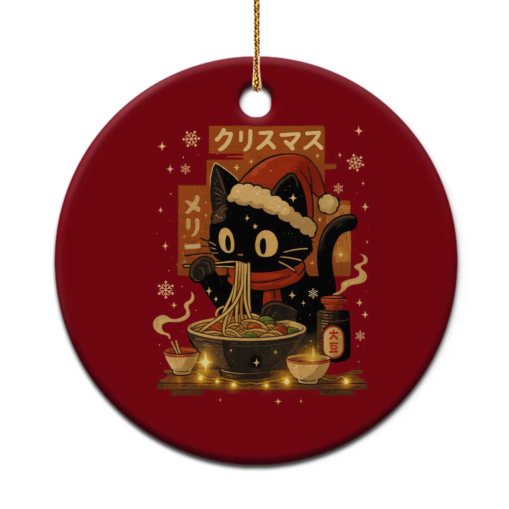 Funny Christmas Cat Ramen Ceramic Ornament Xmas Japanese Kawaii Anime Cat - Wonder Print Shop