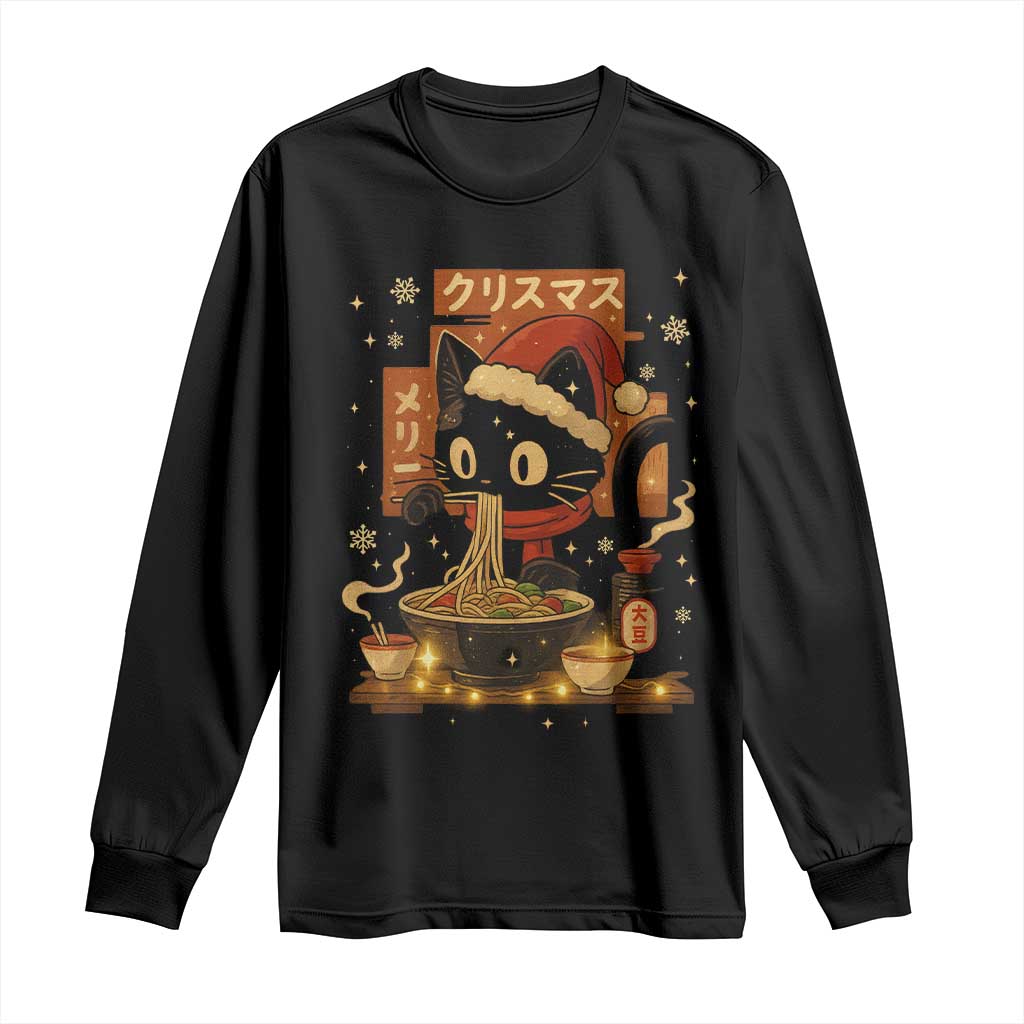 Funny Christmas Cat Ramen Long Sleeve Shirt Xmas Japanese Kawaii Anime Cat - Wonder Print Shop
