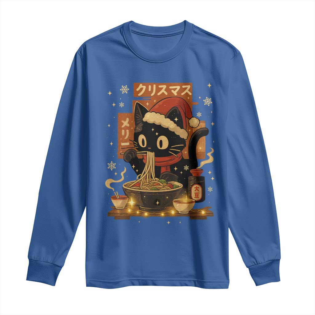Funny Christmas Cat Ramen Long Sleeve Shirt Xmas Japanese Kawaii Anime Cat - Wonder Print Shop