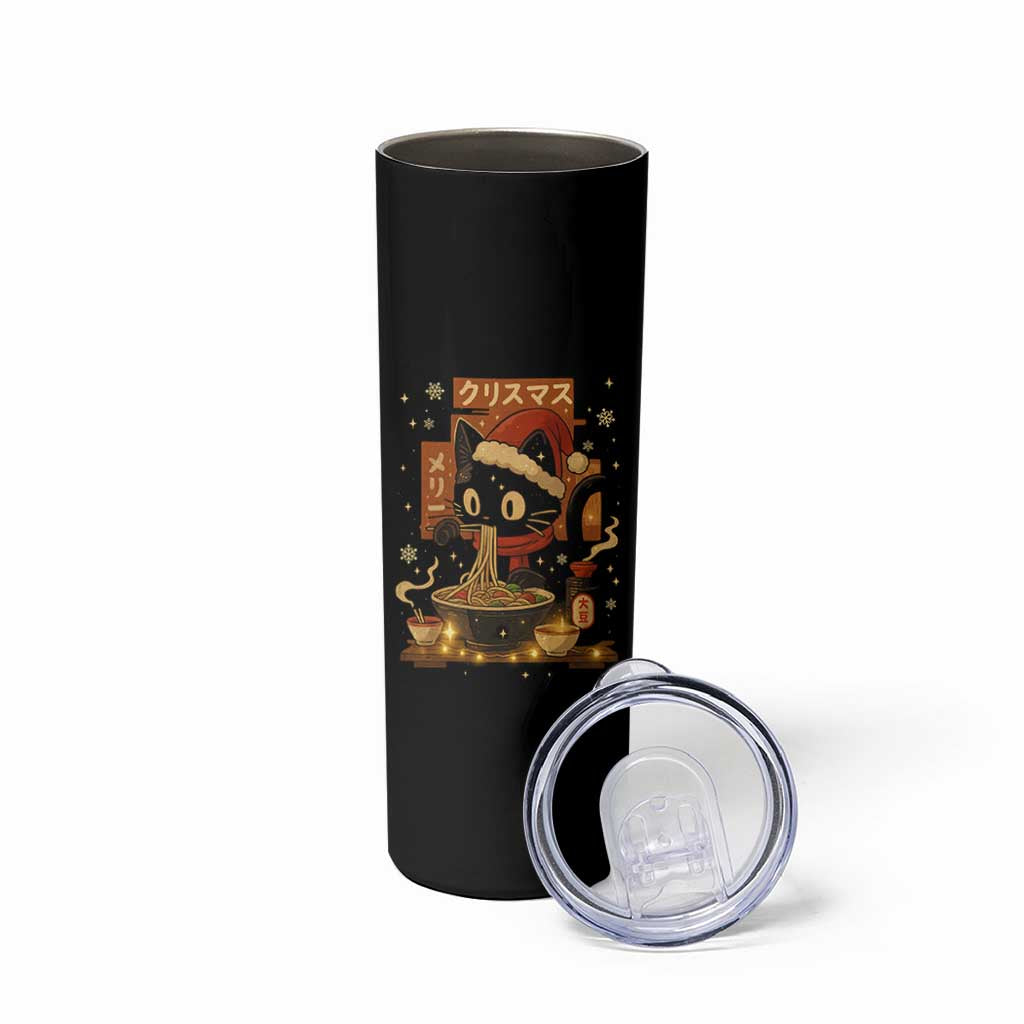 Funny Christmas Cat Ramen Skinny Tumbler Xmas Japanese Kawaii Anime Cat - Wonder Print Shop