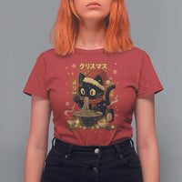 Funny Christmas Cat Ramen T Shirt For Women Xmas Japanese Kawaii Anime Cat - Wonder Print Shop