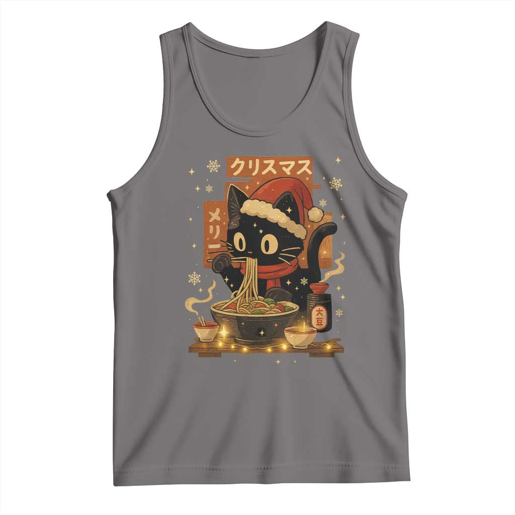 Funny Christmas Cat Ramen Tank Top Xmas Japanese Kawaii Anime Cat - Wonder Print Shop