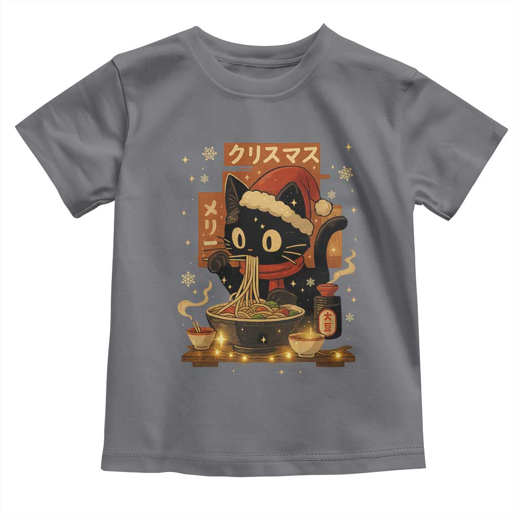 Funny Christmas Cat Ramen Toddler T Shirt Xmas Japanese Kawaii Anime Cat - Wonder Print Shop