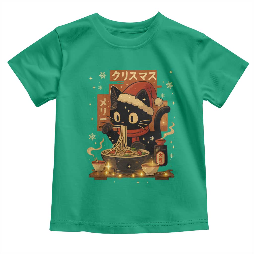 Funny Christmas Cat Ramen Toddler T Shirt Xmas Japanese Kawaii Anime Cat - Wonder Print Shop