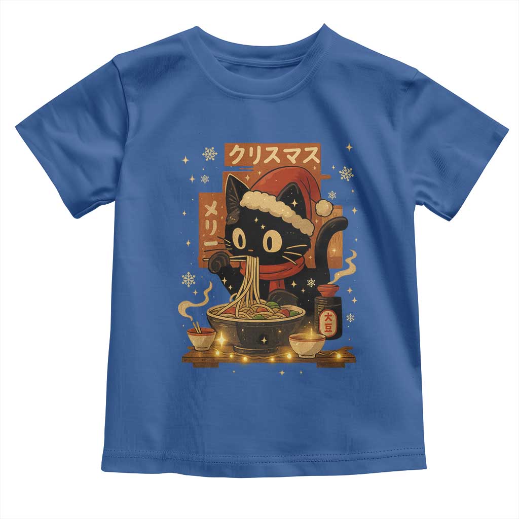 Funny Christmas Cat Ramen Toddler T Shirt Xmas Japanese Kawaii Anime Cat - Wonder Print Shop