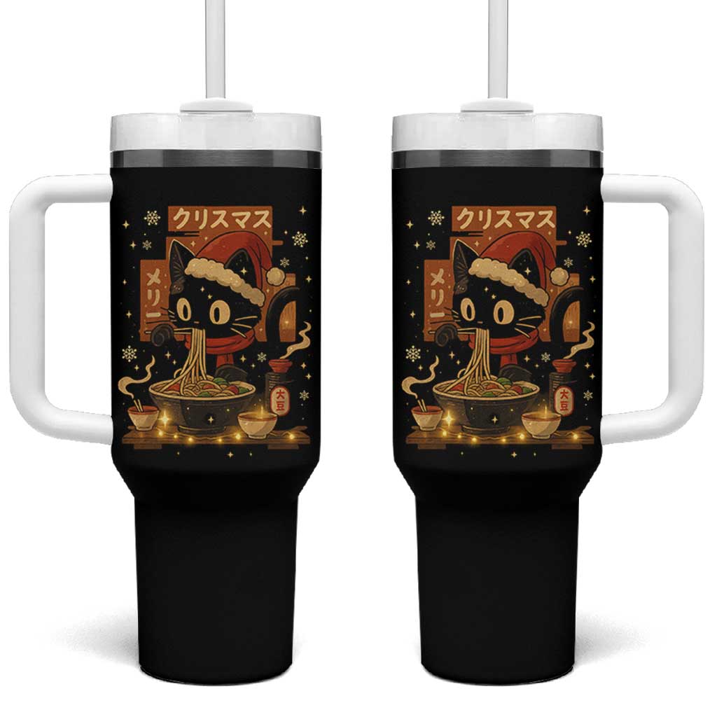Funny Christmas Cat Ramen Tumbler With Handle Xmas Japanese Kawaii Anime Cat - Wonder Print Shop
