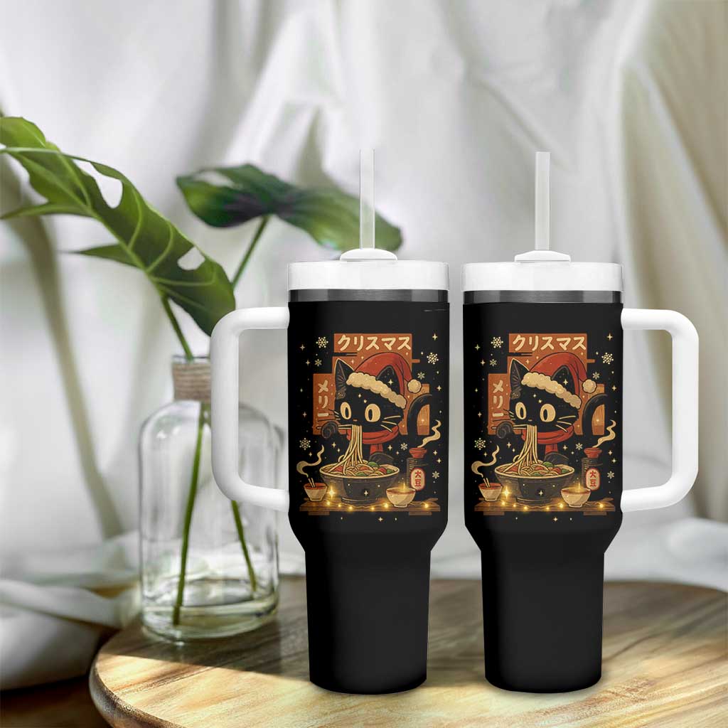 Funny Christmas Cat Ramen Tumbler With Handle Xmas Japanese Kawaii Anime Cat - Wonder Print Shop