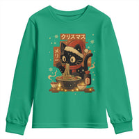 Funny Christmas Cat Ramen Youth Sweatshirt Xmas Japanese Kawaii Anime Cat - Wonder Print Shop