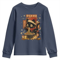 Funny Christmas Cat Ramen Youth Sweatshirt Xmas Japanese Kawaii Anime Cat - Wonder Print Shop