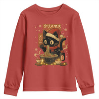 Funny Christmas Cat Ramen Youth Sweatshirt Xmas Japanese Kawaii Anime Cat - Wonder Print Shop