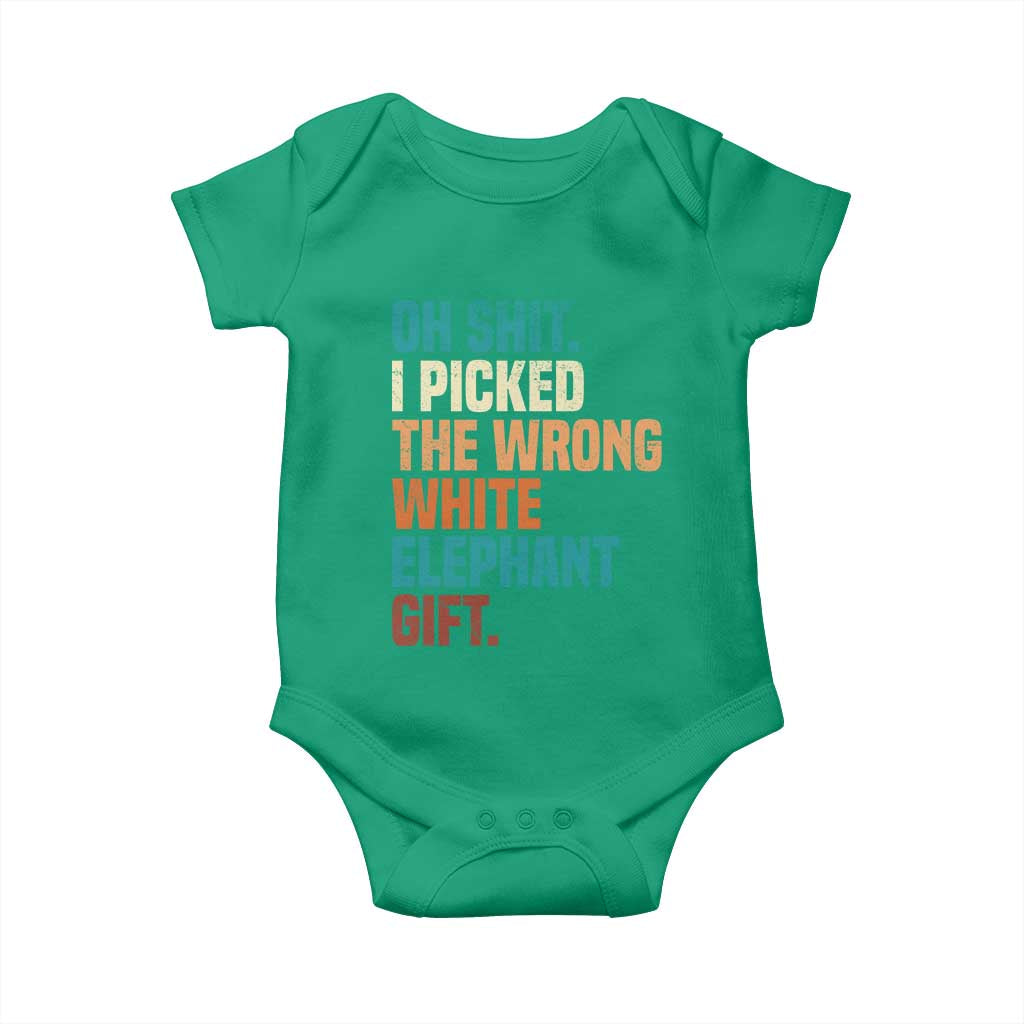 Oh Shit I Picked The Wrong White Elephant Gift Baby Onesie Funny Retro Christmas Gift Exchange - Wonder Print Shop