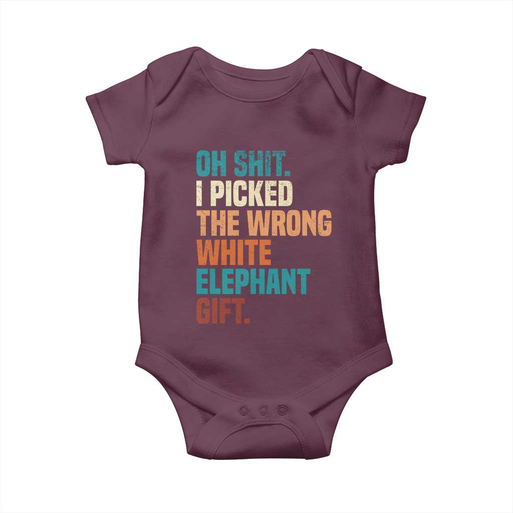 Oh Shit I Picked The Wrong White Elephant Gift Baby Onesie Funny Retro Christmas Gift Exchange - Wonder Print Shop
