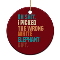 Oh Shit I Picked The Wrong White Elephant Gift Ceramic Ornament Funny Retro Christmas Gift Exchange - Wonder Print Shop