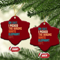 Oh Shit I Picked The Wrong White Elephant Gift Ceramic Ornament Funny Retro Christmas Gift Exchange - Wonder Print Shop