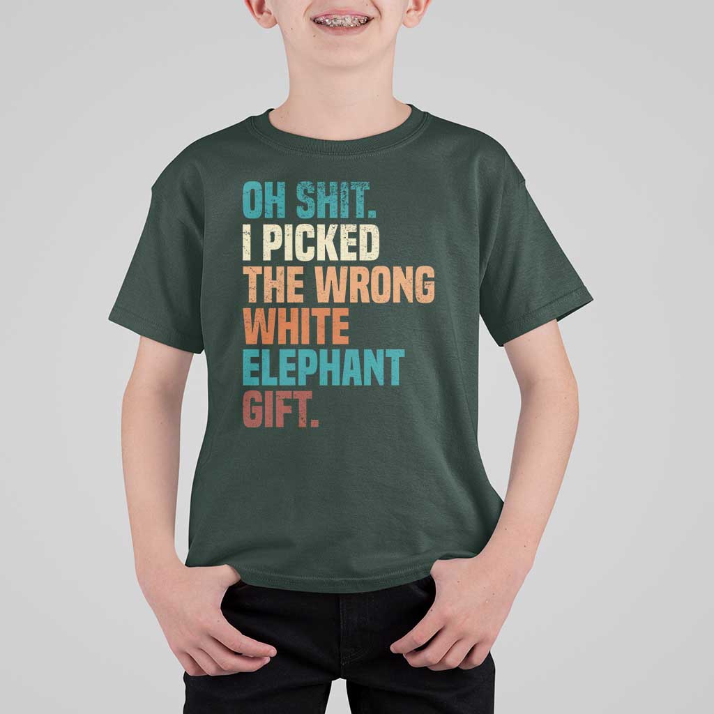 Oh Shit I Picked The Wrong White Elephant Gift T Shirt For Kid Funny Retro Christmas Gift Exchange - Wonder Print Shop