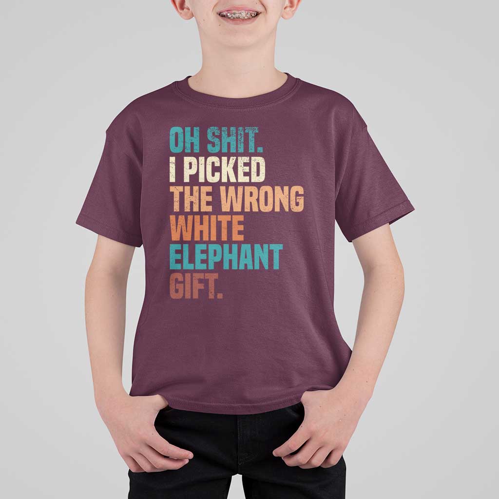 Oh Shit I Picked The Wrong White Elephant Gift T Shirt For Kid Funny Retro Christmas Gift Exchange - Wonder Print Shop