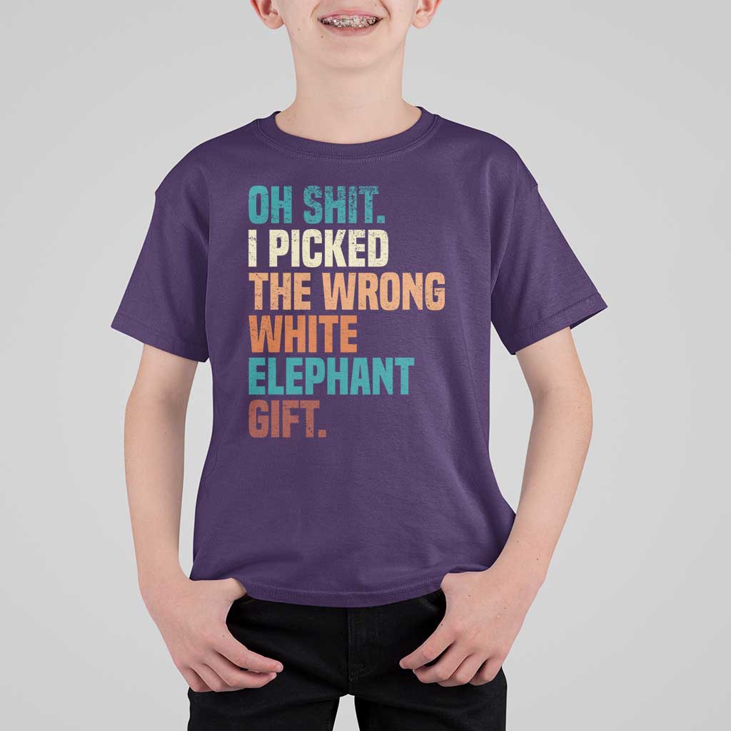 Oh Shit I Picked The Wrong White Elephant Gift T Shirt For Kid Funny Retro Christmas Gift Exchange - Wonder Print Shop