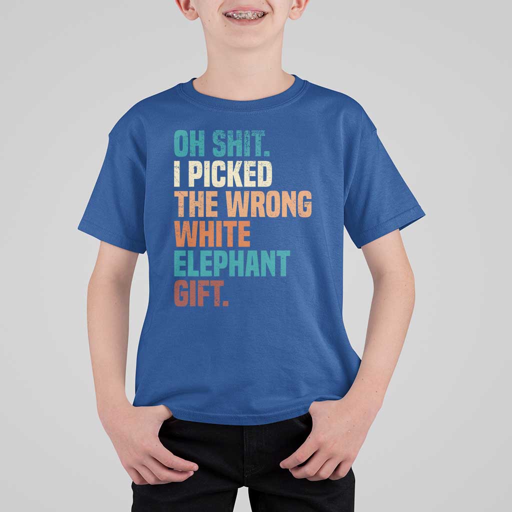 Oh Shit I Picked The Wrong White Elephant Gift T Shirt For Kid Funny Retro Christmas Gift Exchange - Wonder Print Shop