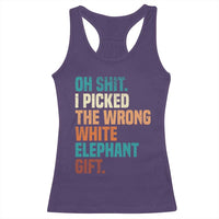 Oh Shit I Picked The Wrong White Elephant Gift Racerback Tank Top Funny Retro Christmas Gift Exchange - Wonder Print Shop