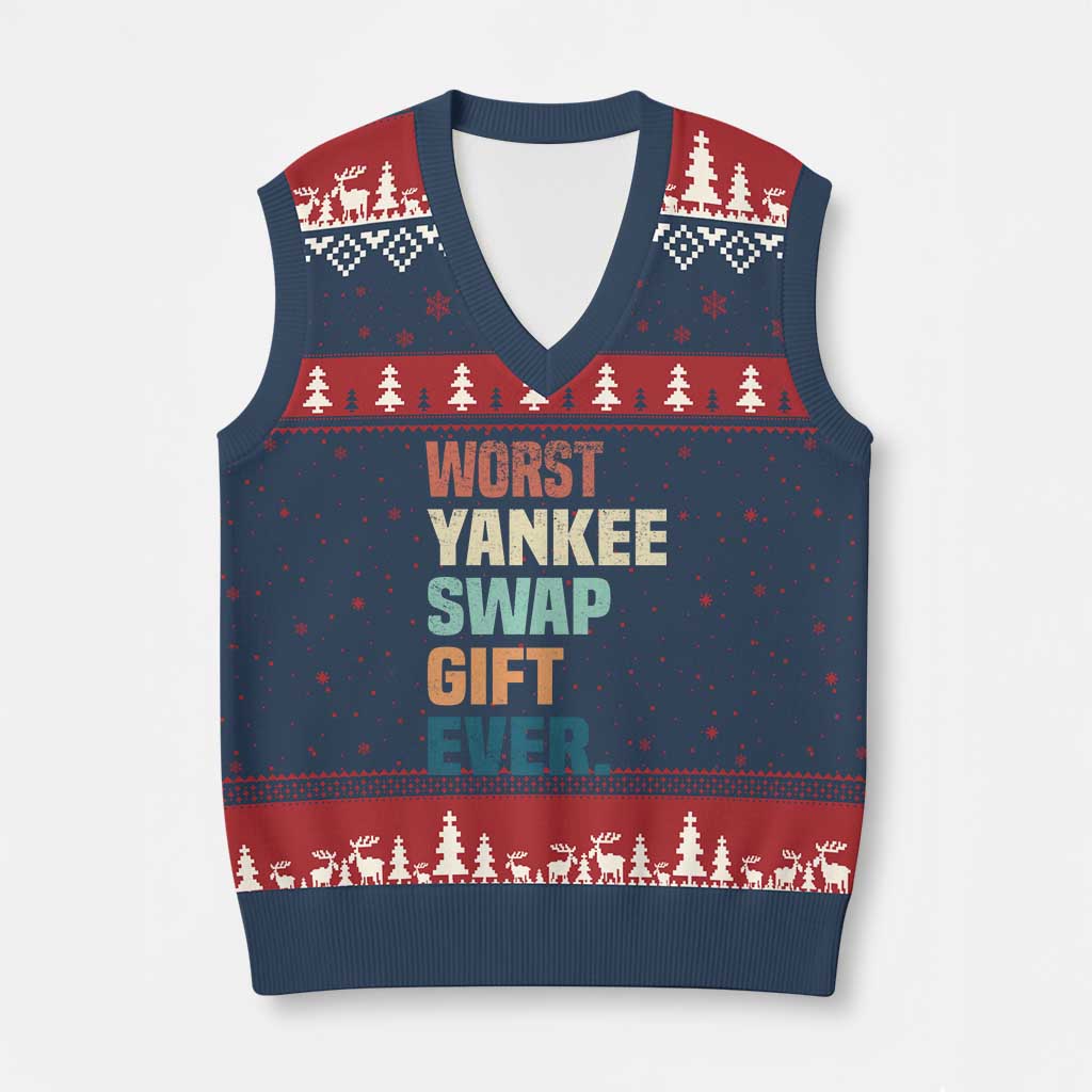 Funny Worst Yankee Swap Gift Ever V-Neck Knit Sweater Vest Xmas Gift Exchange Game - Wonder Print Shop