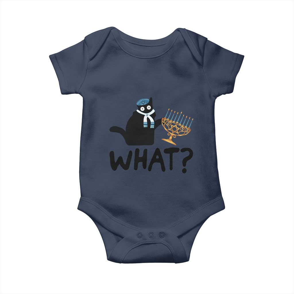 Funny What Hanukkah Black Cat Baby Onesie