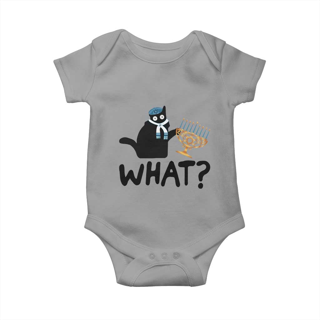 Funny What Hanukkah Black Cat Baby Onesie