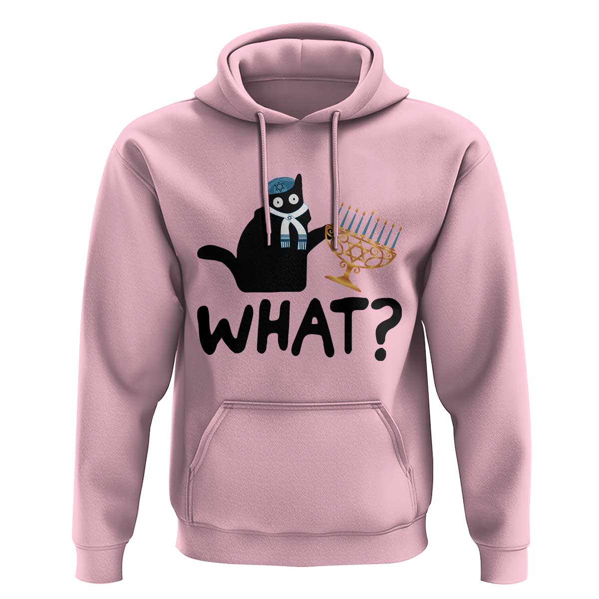 Funny What Hanukkah Black Cat Hoodie