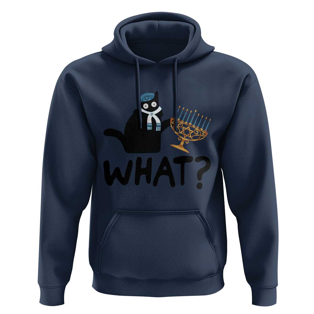 Funny What Hanukkah Black Cat Hoodie
