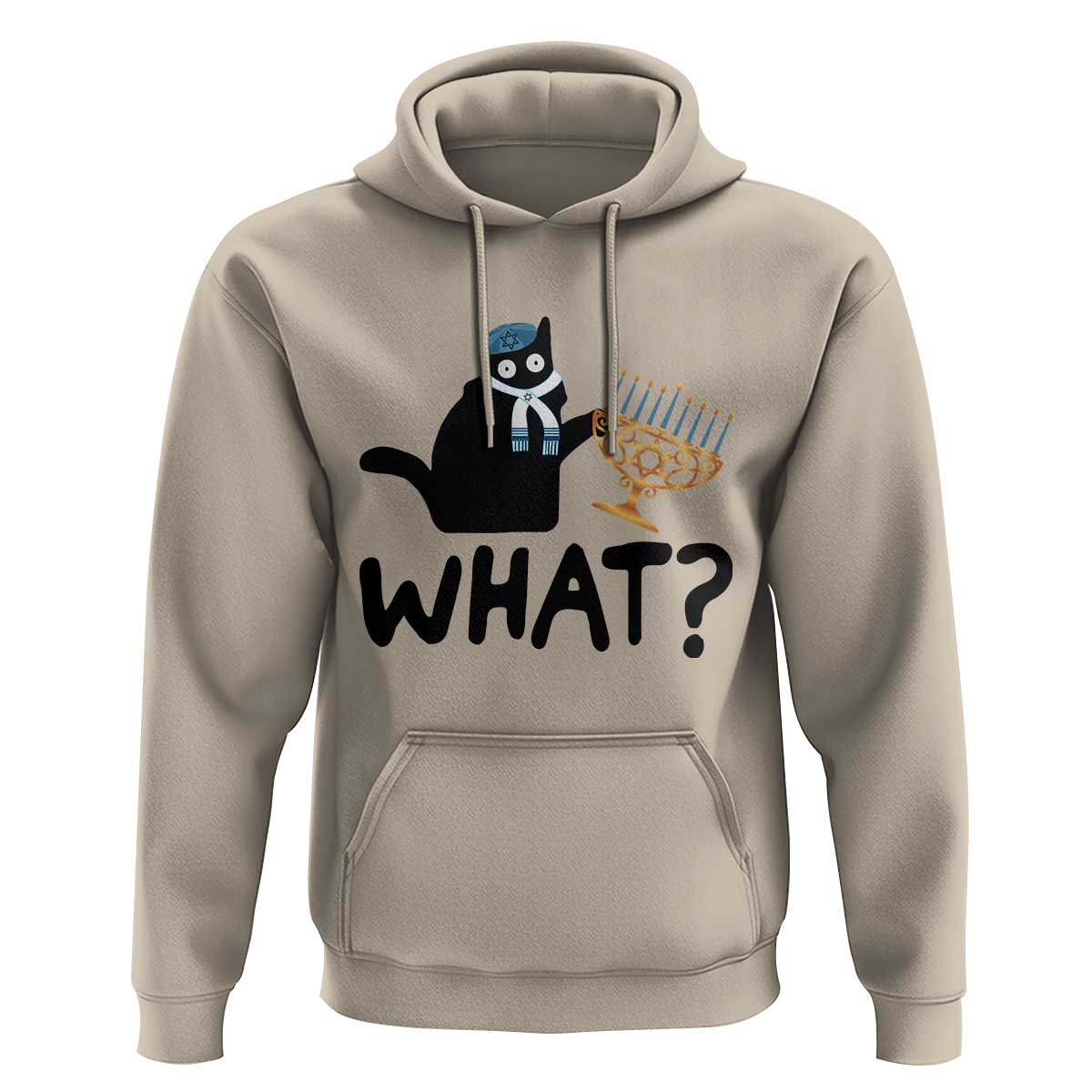 Funny What Hanukkah Black Cat Hoodie