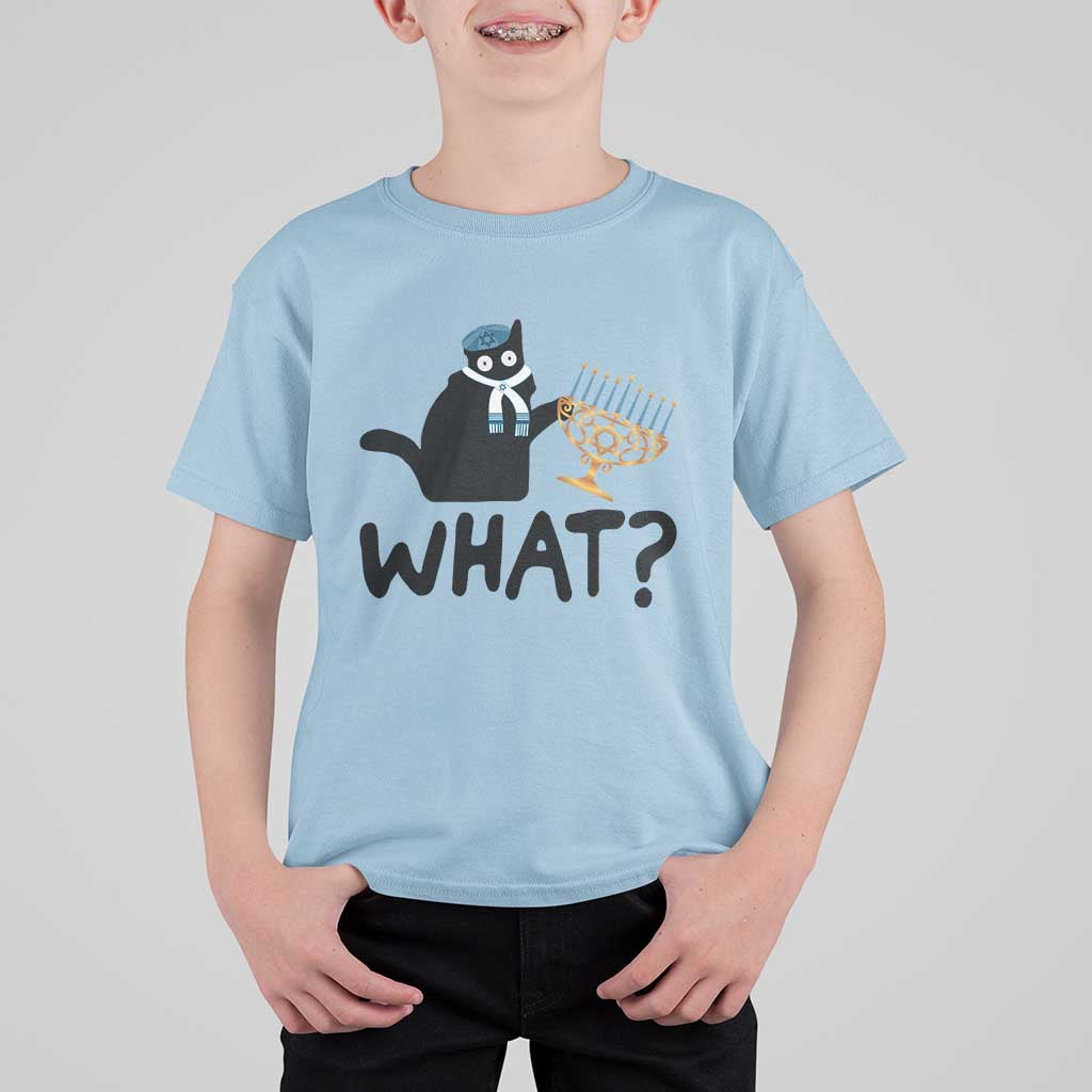 Funny What Hanukkah Black Cat T Shirt For Kid - Wonder Print Shop