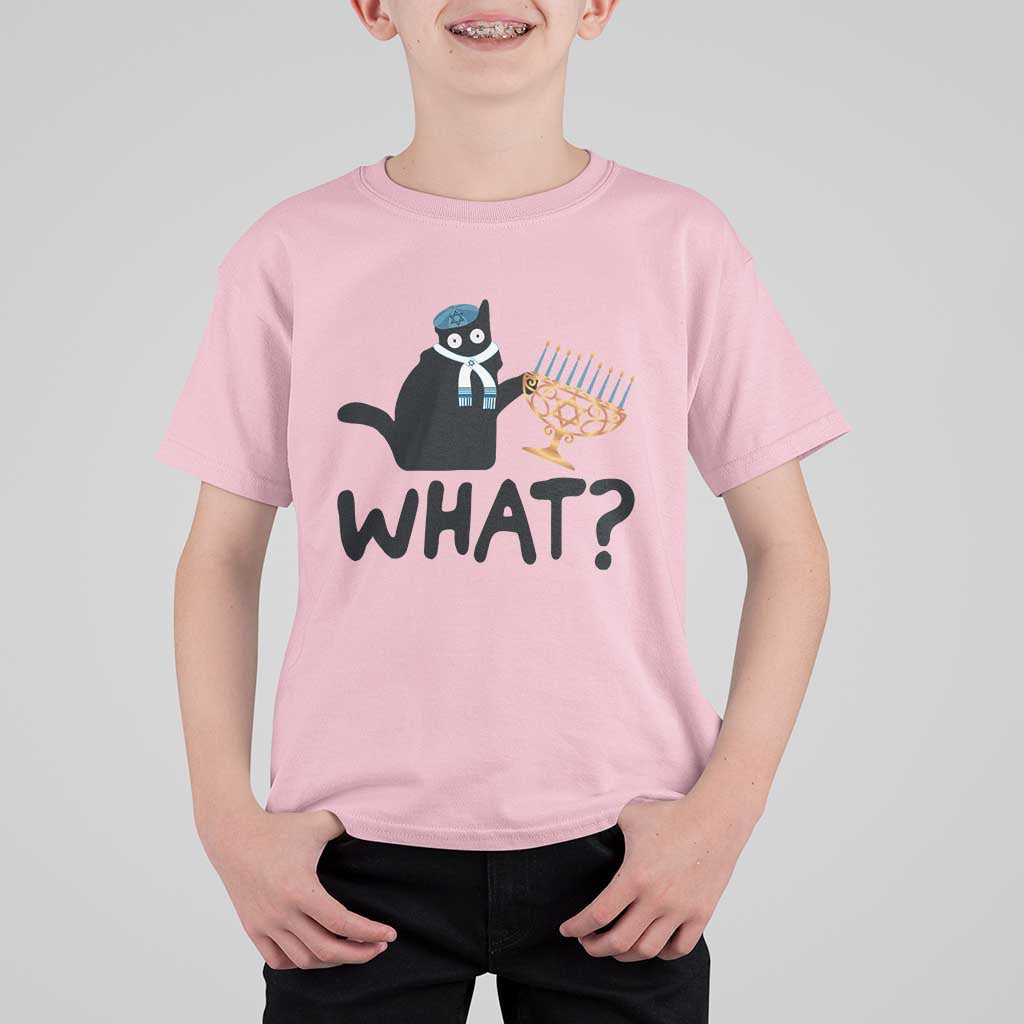 Funny What Hanukkah Black Cat T Shirt For Kid - Wonder Print Shop