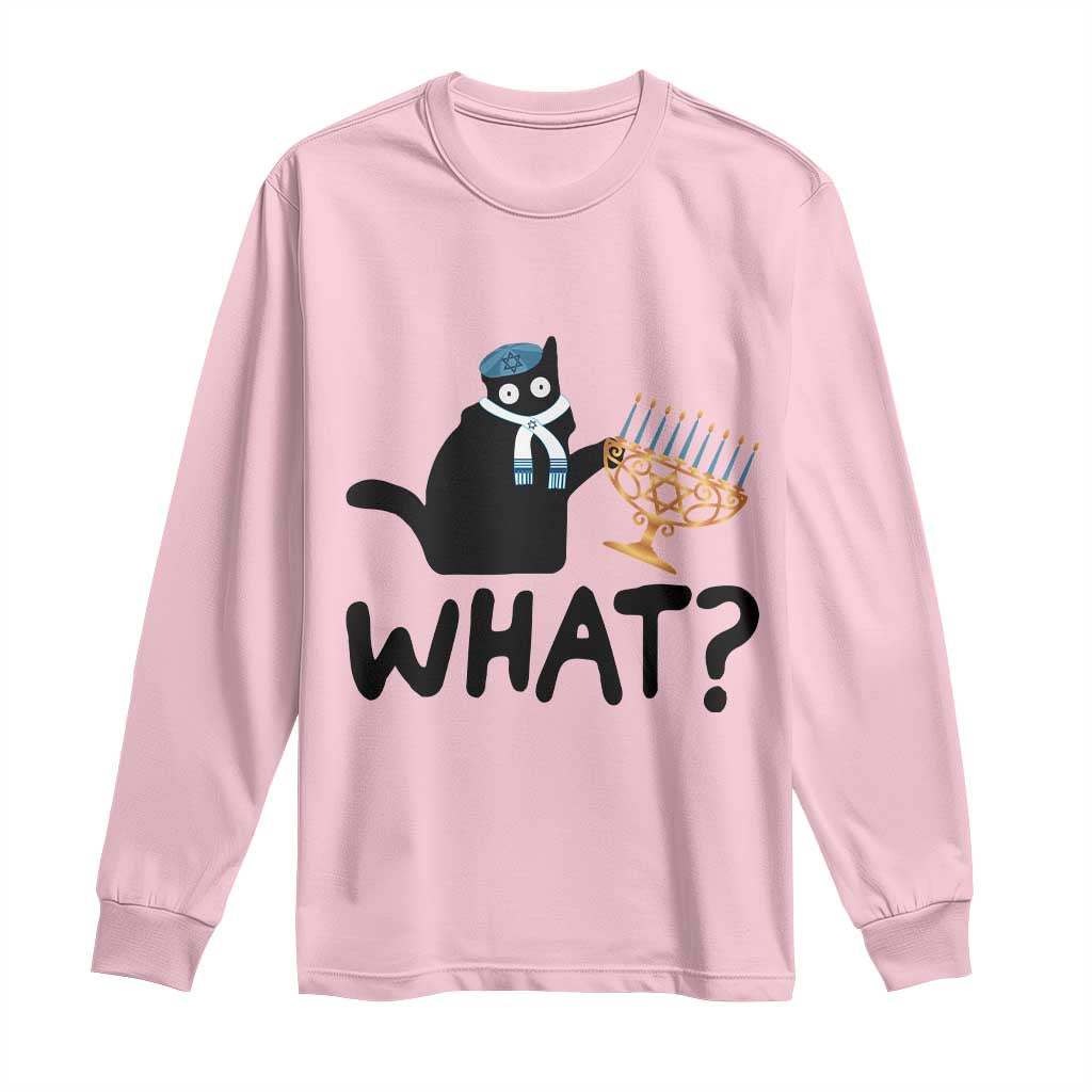 Funny What Hanukkah Black Cat Long Sleeve Shirt