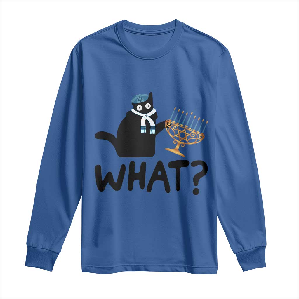 Funny What Hanukkah Black Cat Long Sleeve Shirt