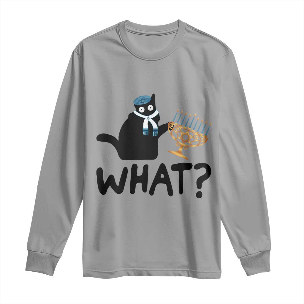 Funny What Hanukkah Black Cat Long Sleeve Shirt