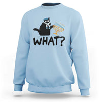 Funny What Hanukkah Black Cat Sweatshirt - Wonder Print Shop