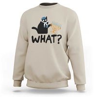 Funny What Hanukkah Black Cat Sweatshirt - Wonder Print Shop