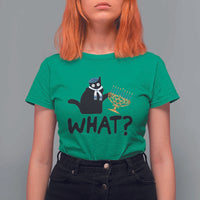 Funny What Hanukkah Black Cat T Shirt For Women - Wonder Print Shop