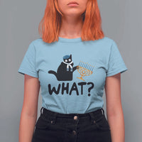 Funny What Hanukkah Black Cat T Shirt For Women - Wonder Print Shop
