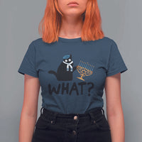 Funny What Hanukkah Black Cat T Shirt For Women - Wonder Print Shop