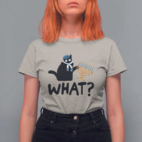 Funny What Hanukkah Black Cat T Shirt For Women - Wonder Print Shop