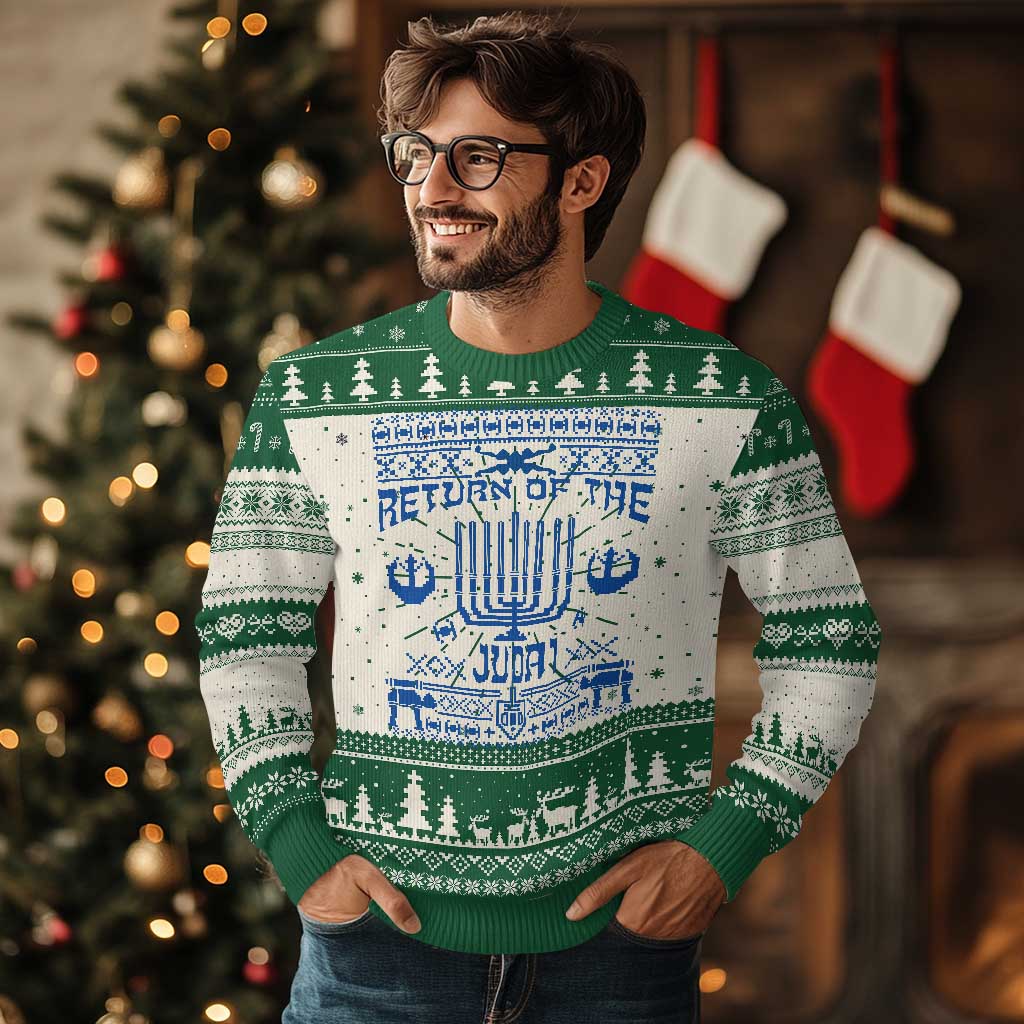 Hanukkah Holiday Ugly Christmas Sweater Return Of The Judai Chanukah Jewish Festival - Wonder Print Shop