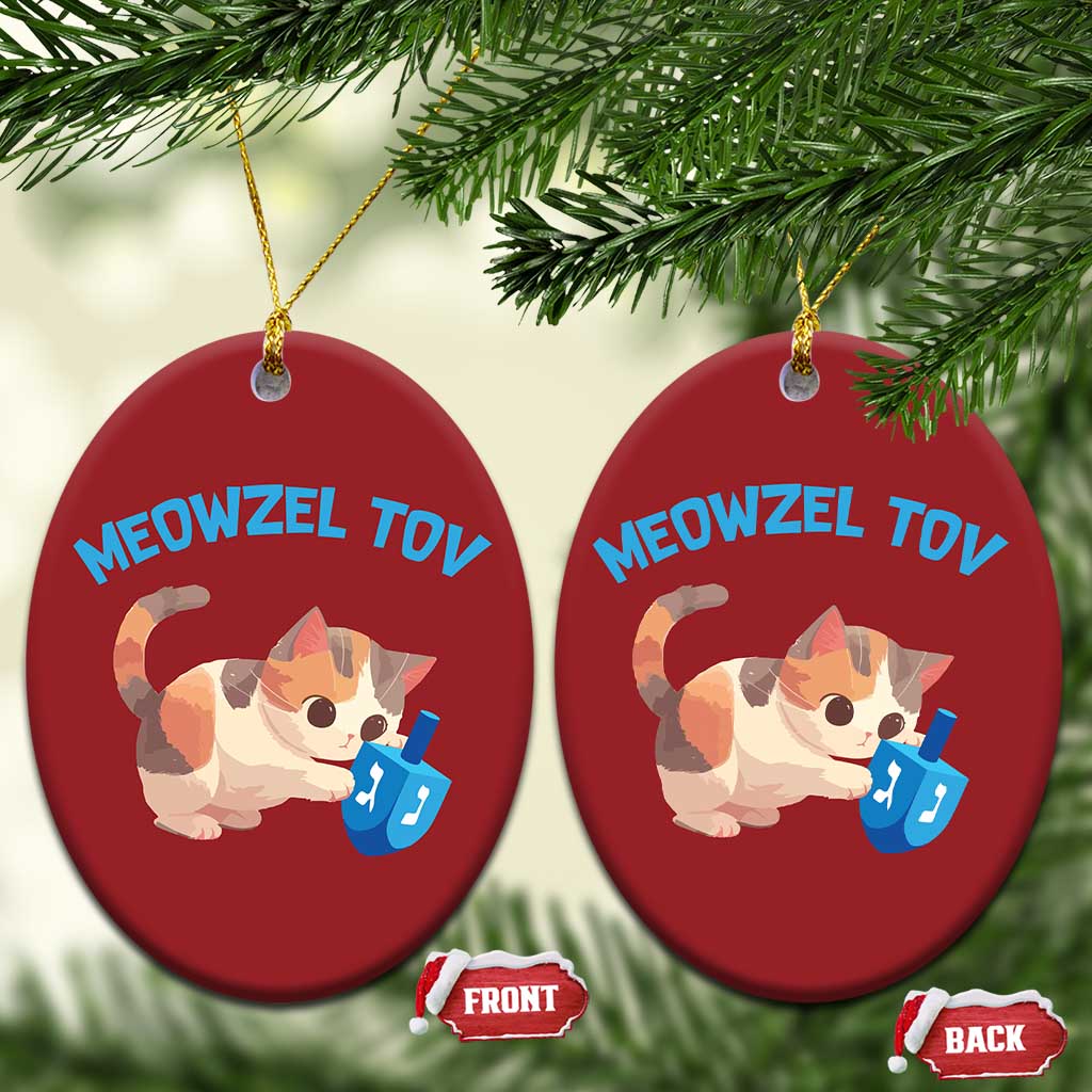 Funny Hanukkah Cats Christmas Ornament Meowzel Tov Dreidels Chanukah Jewish Festival - Wonder Print Shop