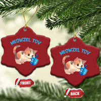 Funny Hanukkah Cats Christmas Ornament Meowzel Tov Dreidels Chanukah Jewish Festival - Wonder Print Shop