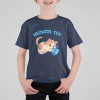 Funny Hanukkah Cats T Shirt For Kid Meowzel Tov Dreidels Chanukah Jewish Festival - Wonder Print Shop