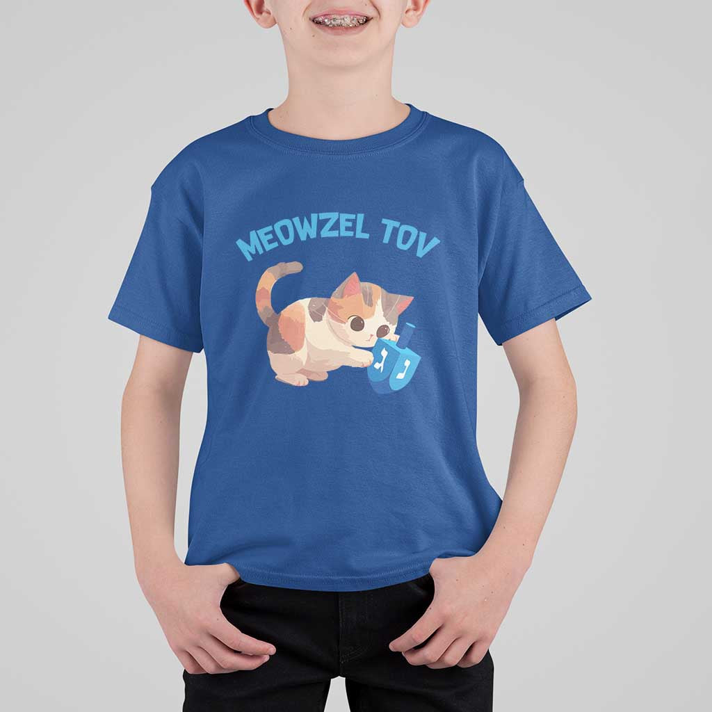 Funny Hanukkah Cats T Shirt For Kid Meowzel Tov Dreidels Chanukah Jewish Festival - Wonder Print Shop
