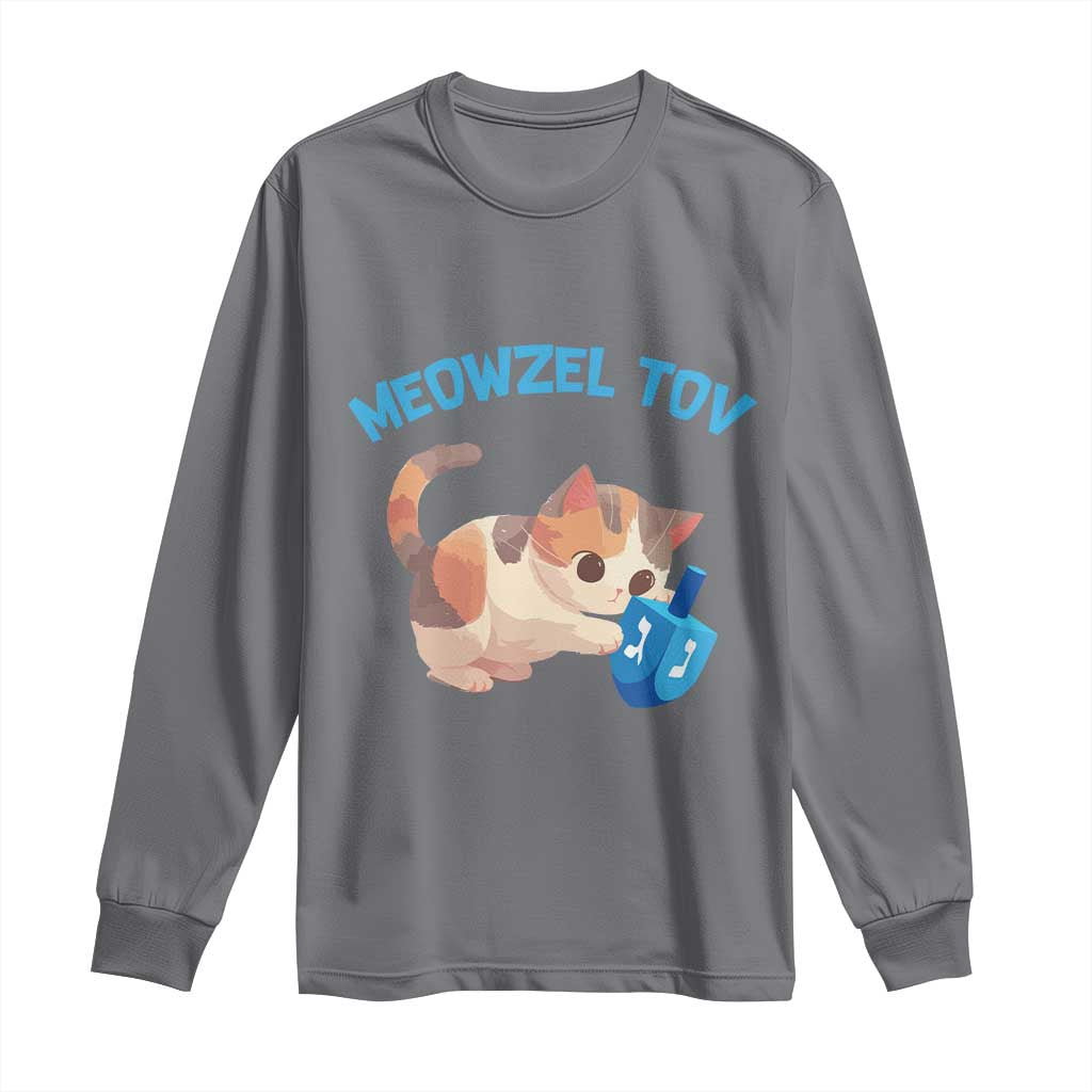 Funny Hanukkah Cats Long Sleeve Shirt Meowzel Tov Dreidels Chanukah Jewish Festival