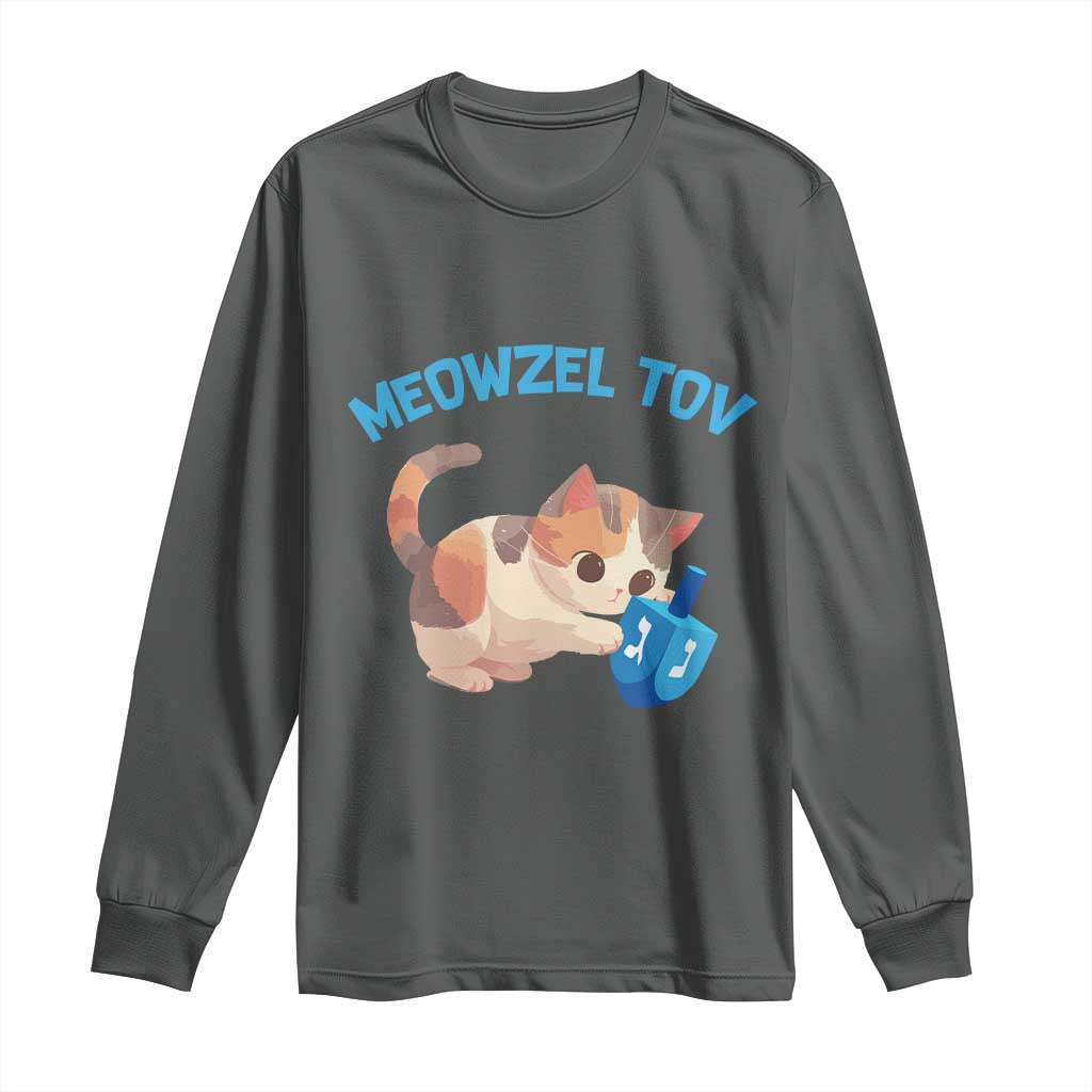 Funny Hanukkah Cats Long Sleeve Shirt Meowzel Tov Dreidels Chanukah Jewish Festival