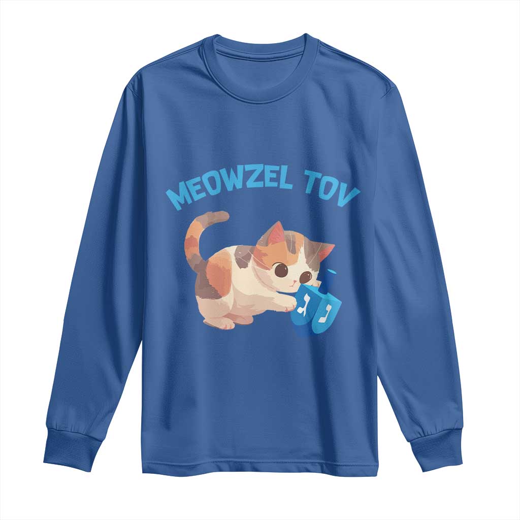 Funny Hanukkah Cats Long Sleeve Shirt Meowzel Tov Dreidels Chanukah Jewish Festival