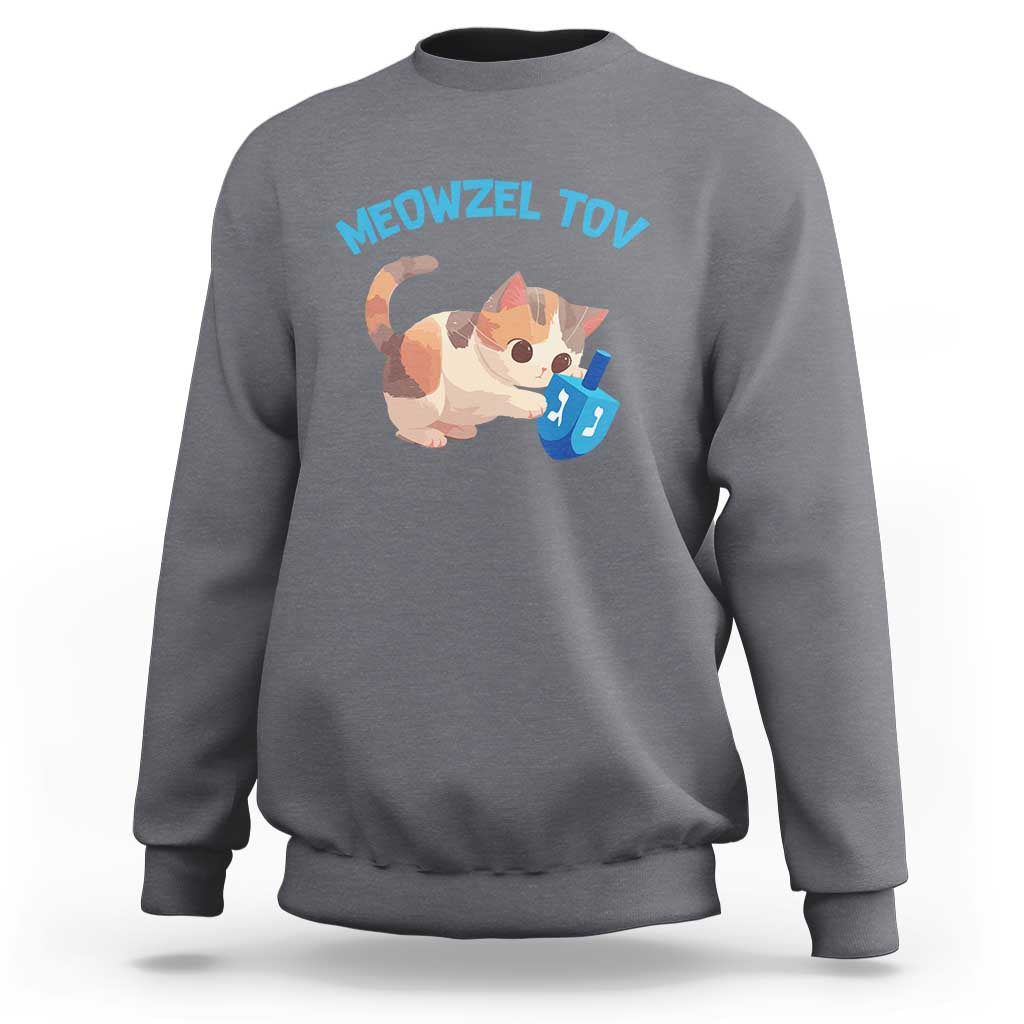 Funny Hanukkah Cats Sweatshirt Meowzel Tov Dreidels Chanukah Jewish Festival - Wonder Print Shop